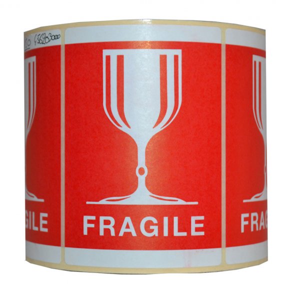 étiquette fragile verre imprimé rouge pour livraison paquet coli